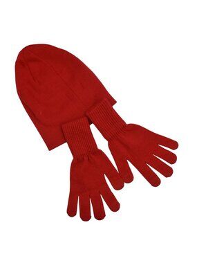 The Easy Life Red Knit Beanie Hat Gloves Set Unisex Size L XL New